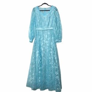 Vintage Mike Benet 60s Blue Lace Overlay Dress